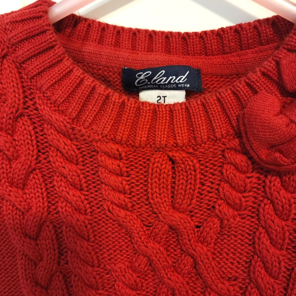 Gently Used-Toddler Girls-E. Land-Knit Sweater Dress-Red-Size 2T - Picture 3 of 3